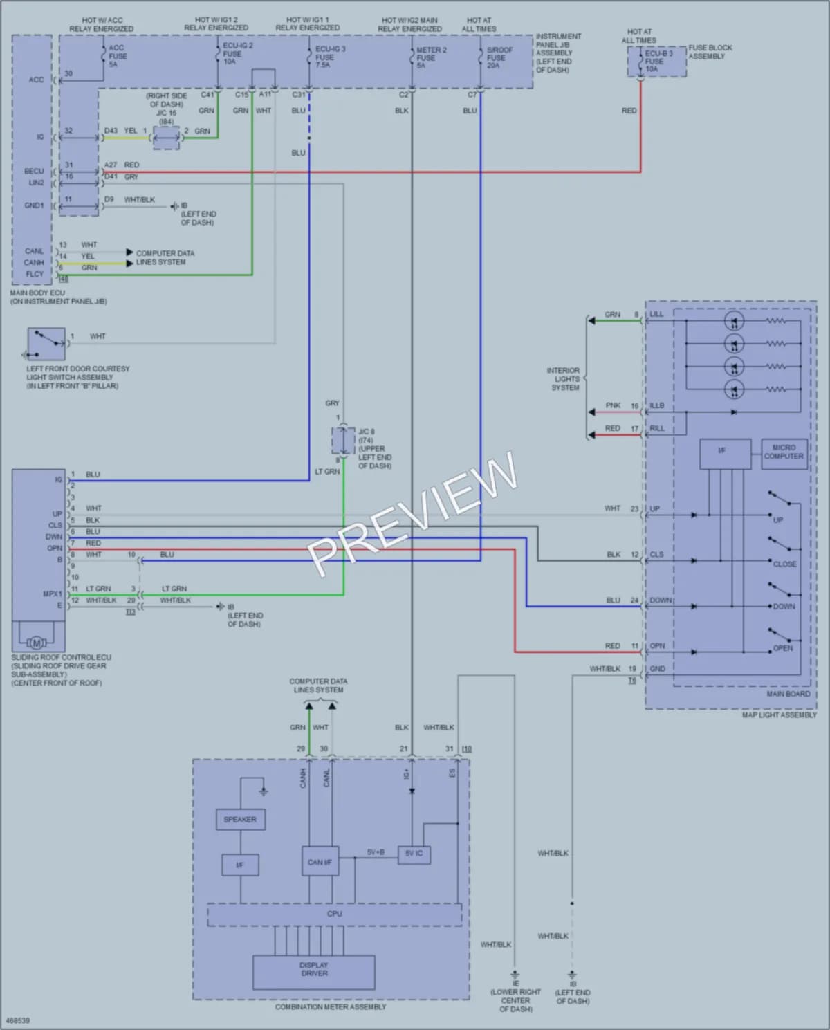 2016 Lexus NX300h Power Top Sunroof wiring diagram preview