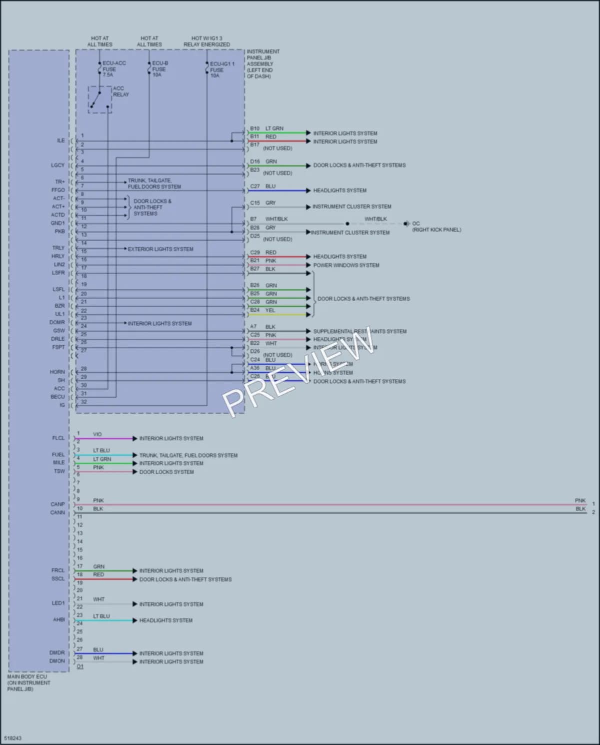 2016 Lexus RC200t Body Control Modules wiring diagram preview