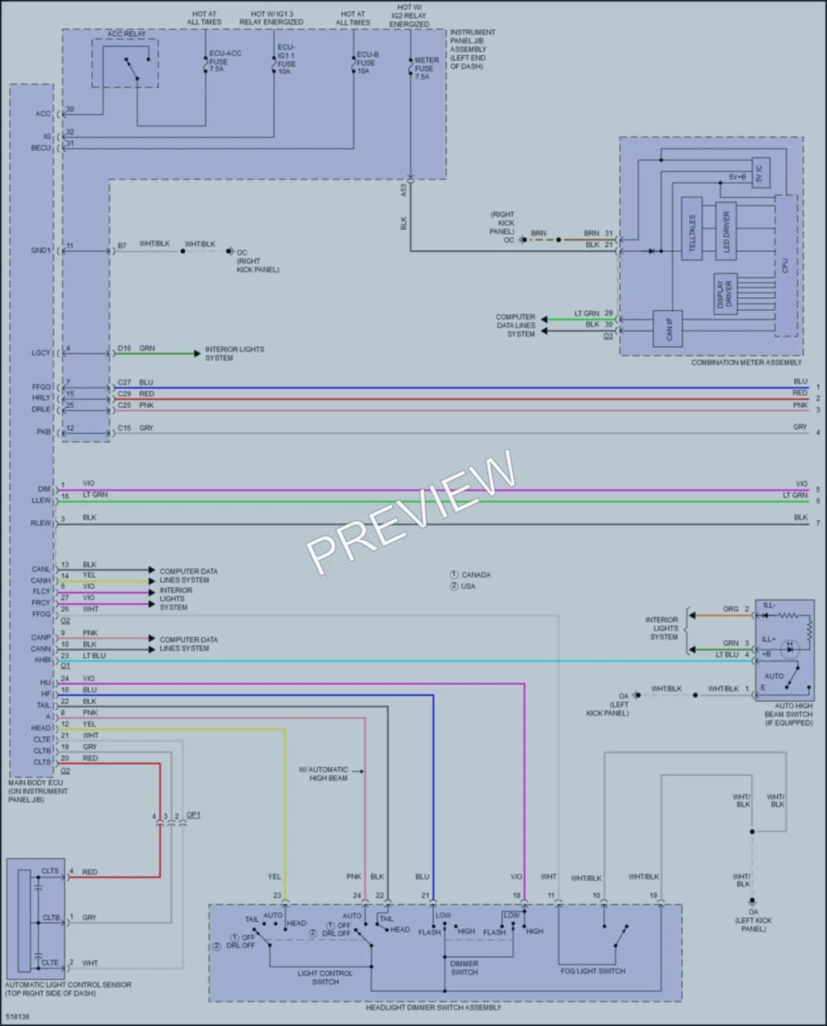 2016 Lexus RC200t Headlights wiring diagram preview
