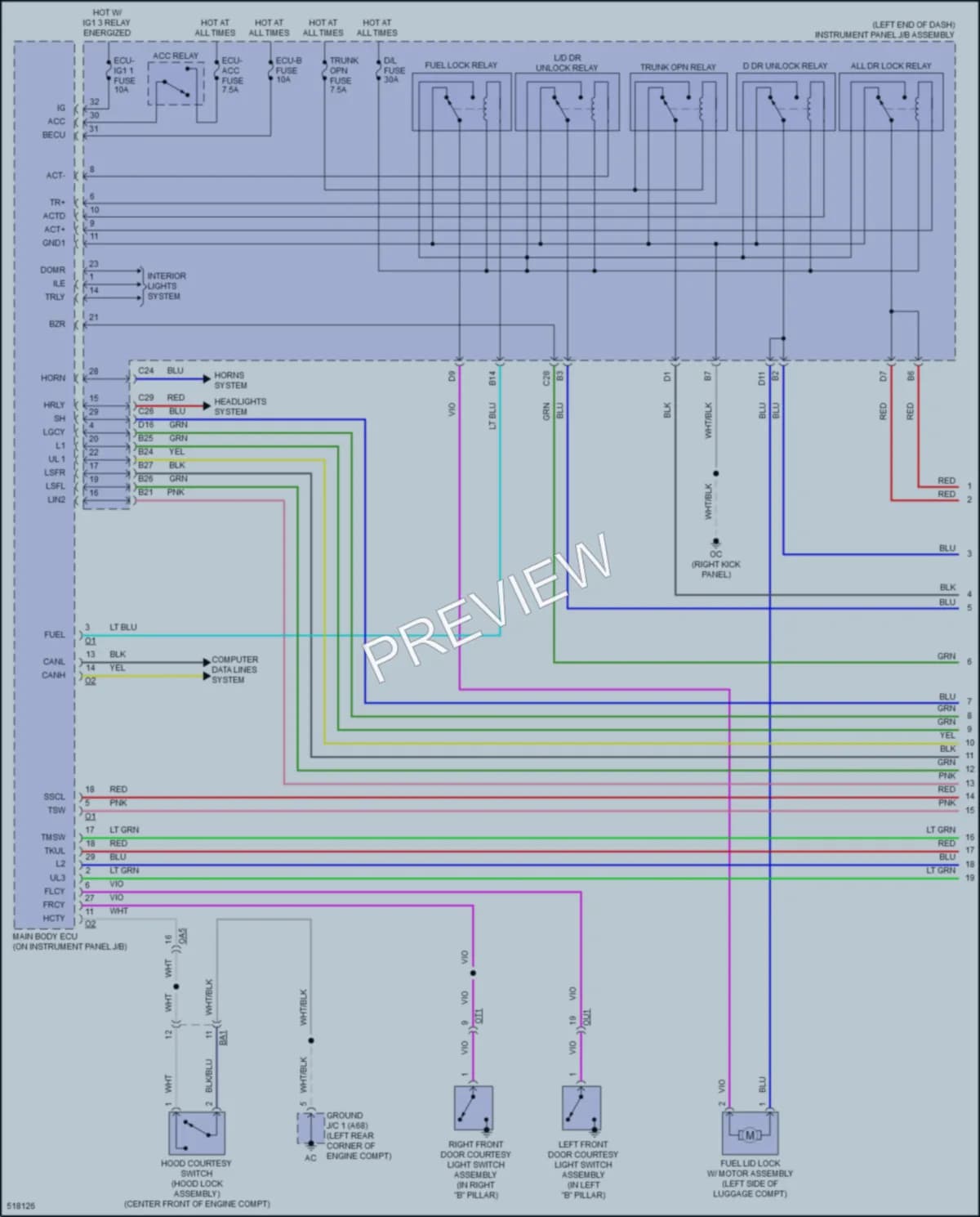 2016 Lexus RC300 Power Door Locks wiring diagram preview