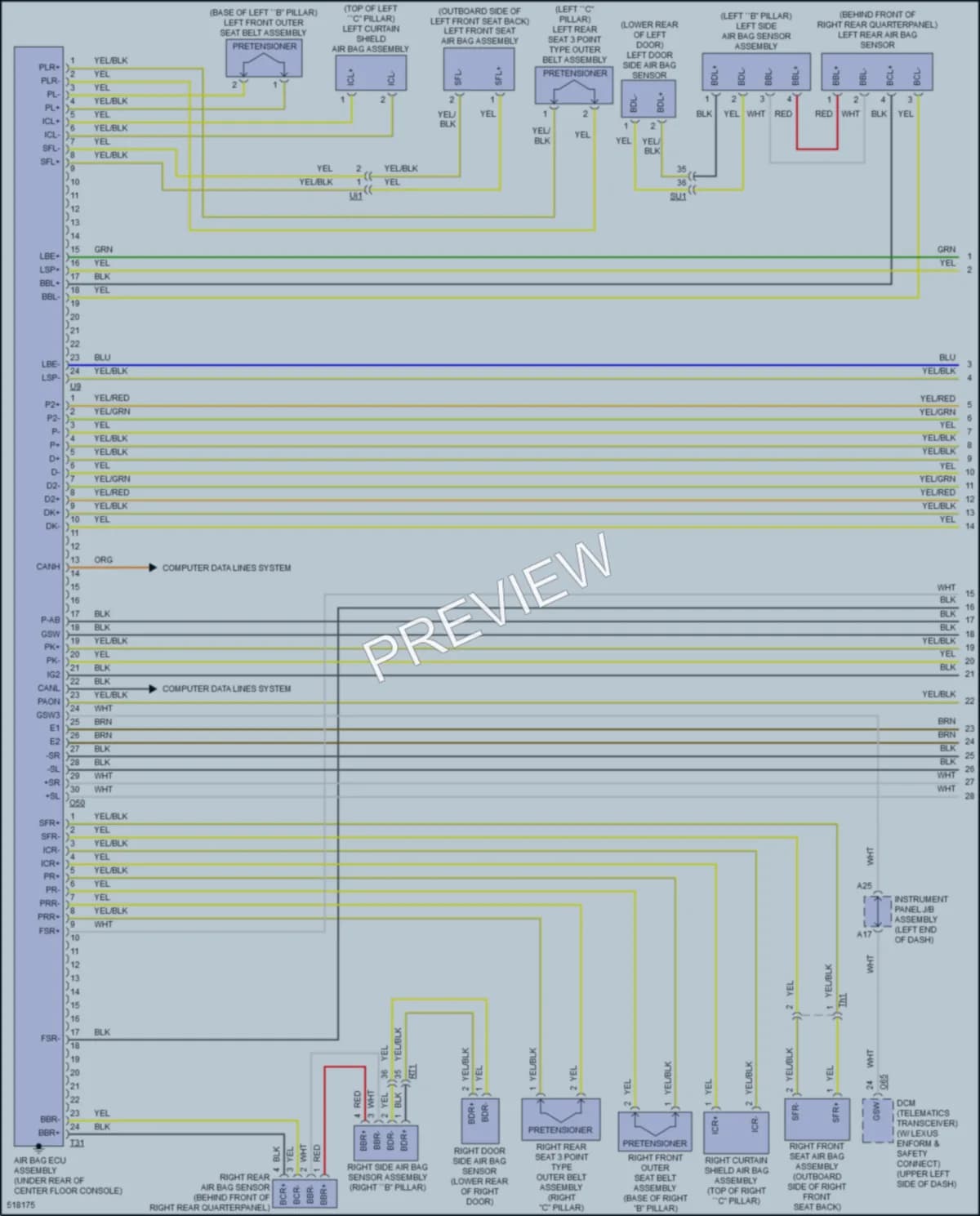 2016 Lexus RC350 Supplemental Restraints wiring diagram preview