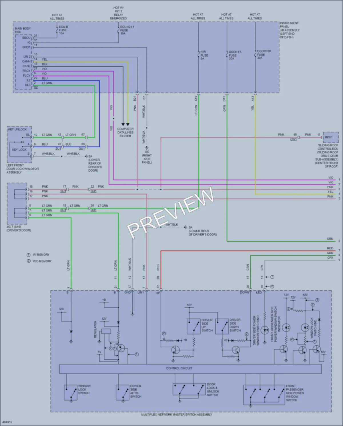 2016 Lexus RCF Power Windows wiring diagram preview