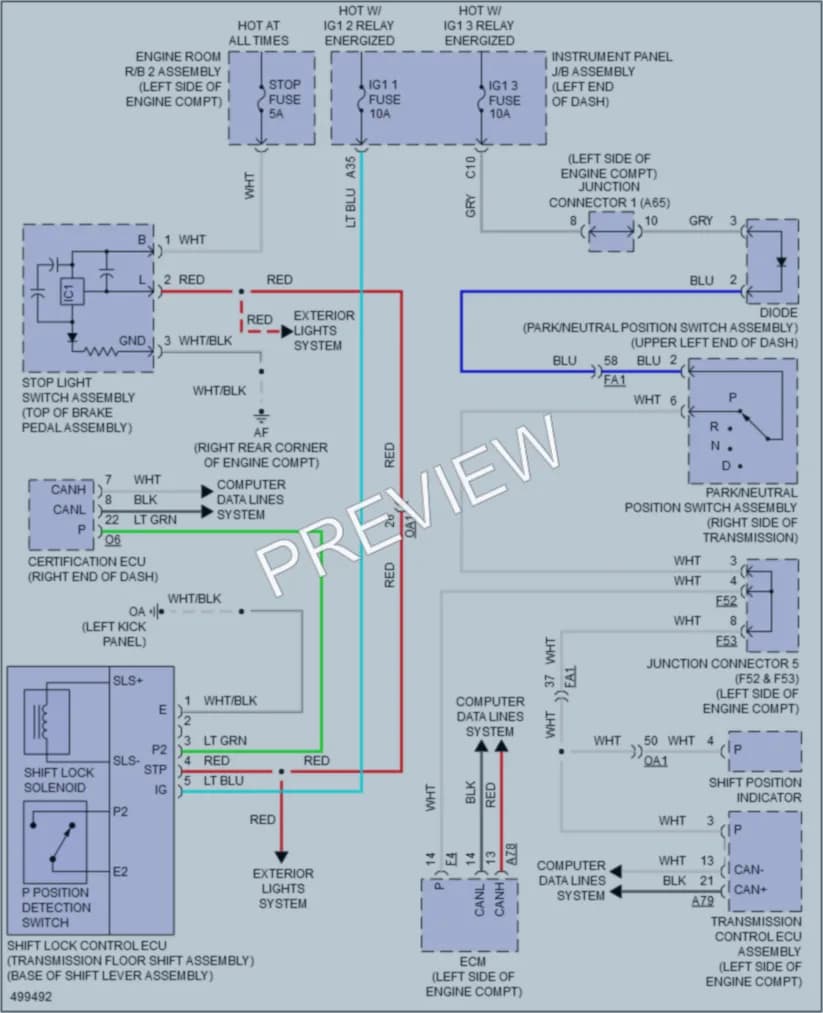 2016 Lexus RCF Shift Interlock wiring diagram preview