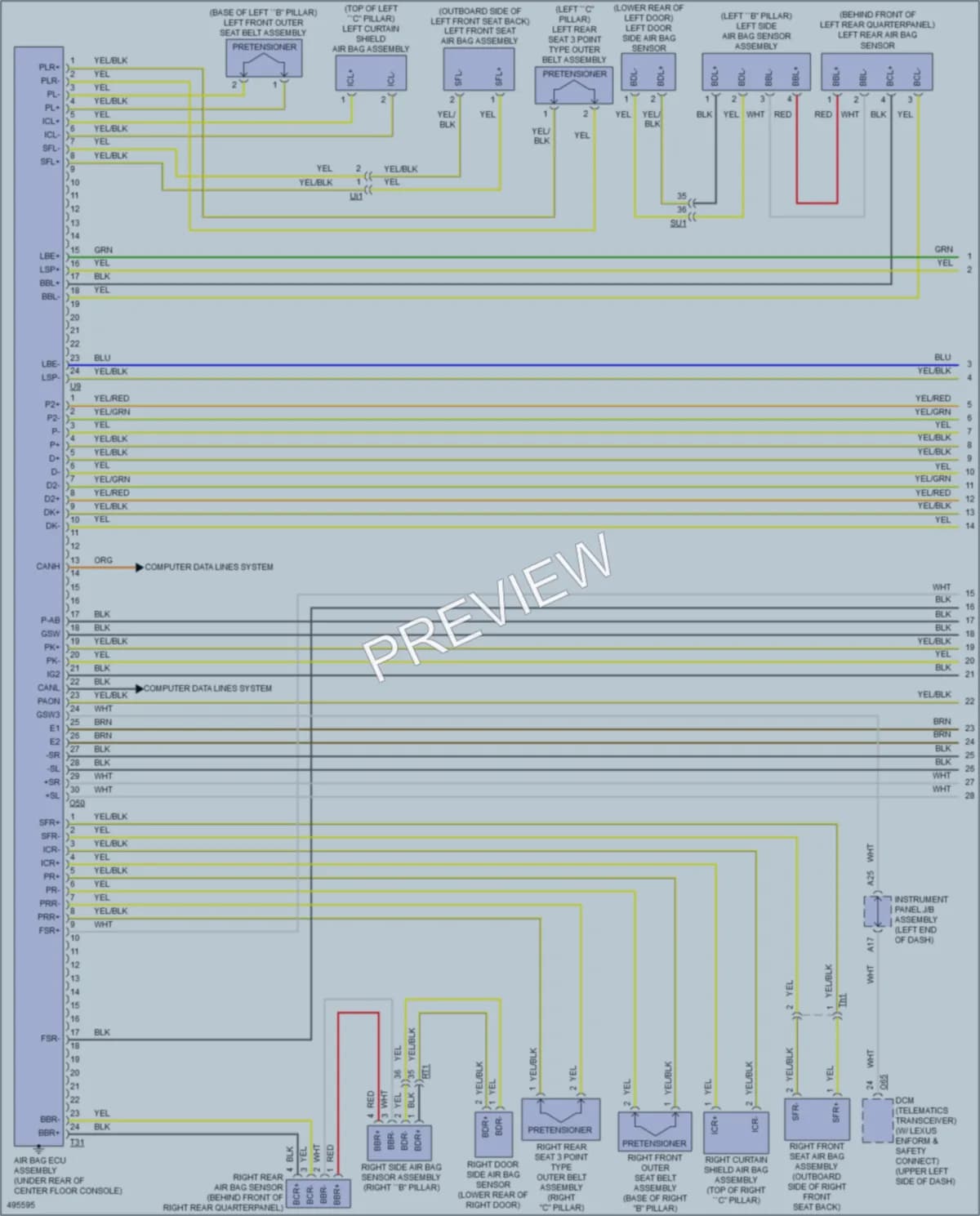 2016 Lexus RCF Supplemental Restraints wiring diagram preview