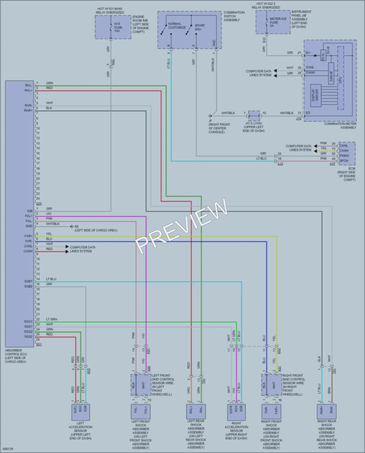 2016 Lexus RX350 Electronic Suspension wiring diagram preview