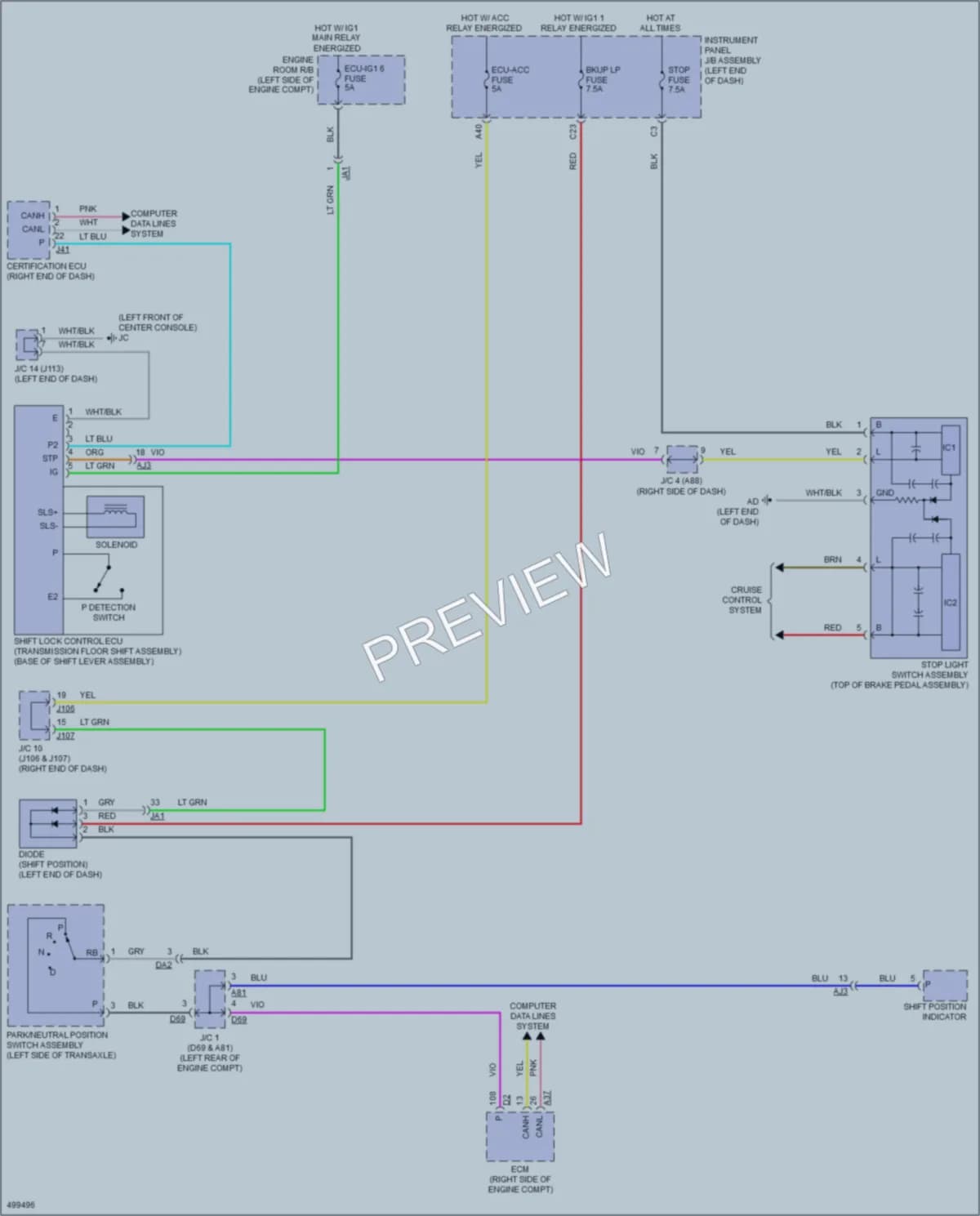 2016 Lexus RX350 Shift Interlock wiring diagram preview