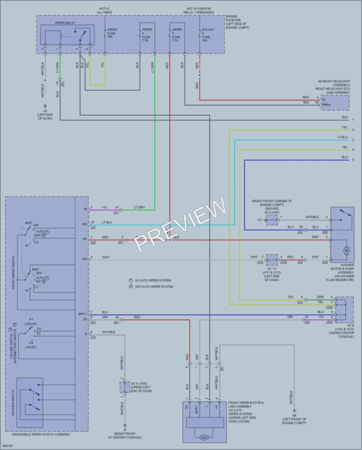 2016 Lexus RX350 Wiper Washer wiring diagram preview