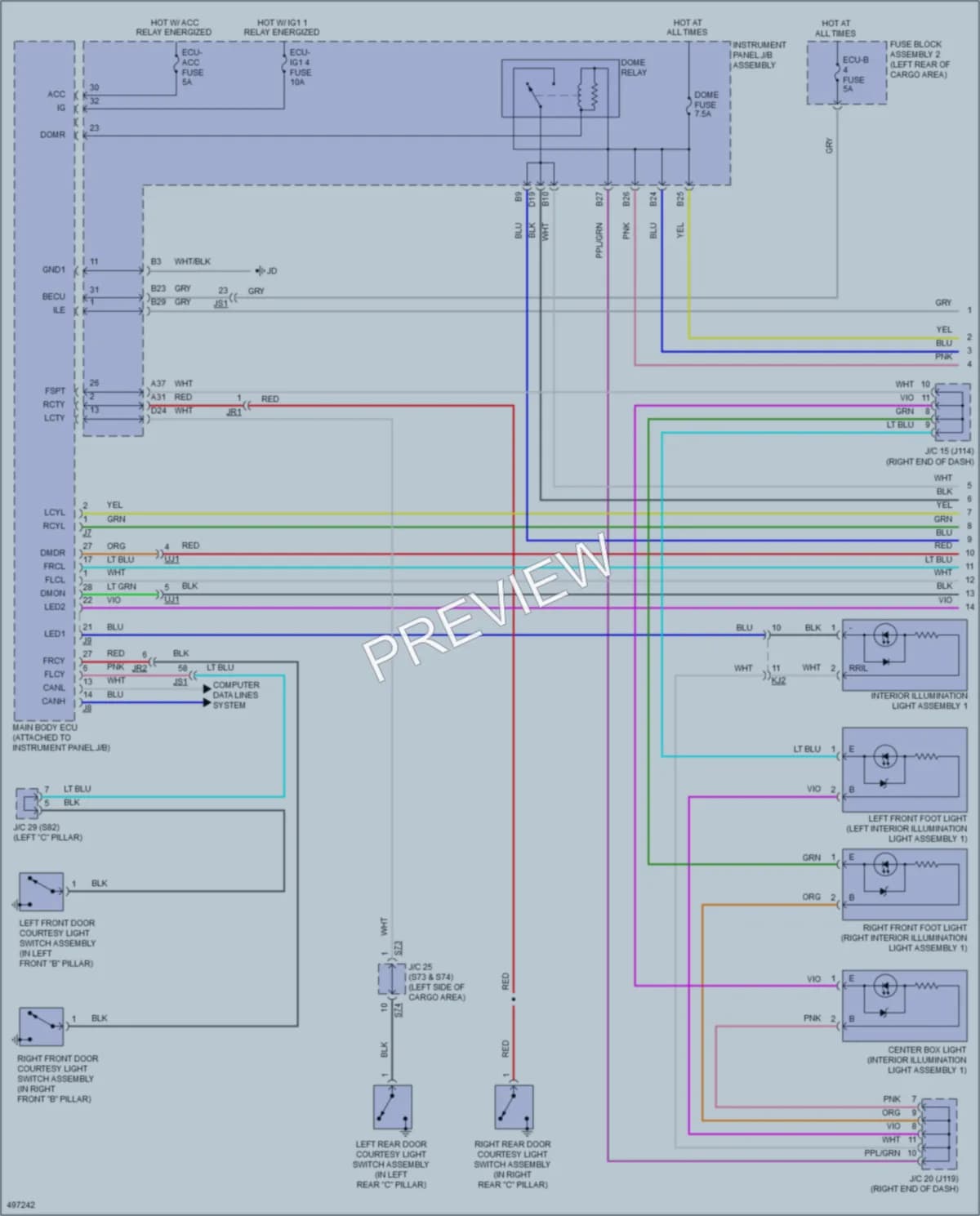 2016 Lexus RX450h Interior Lights wiring diagram preview