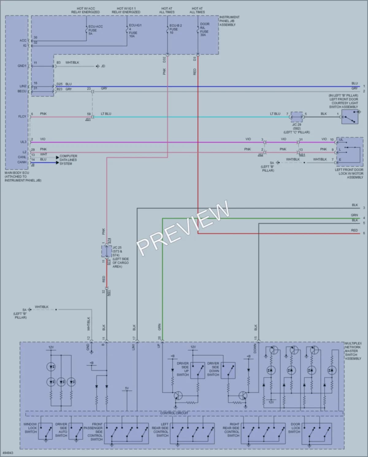2016 Lexus RX450h Power Windows wiring diagram preview