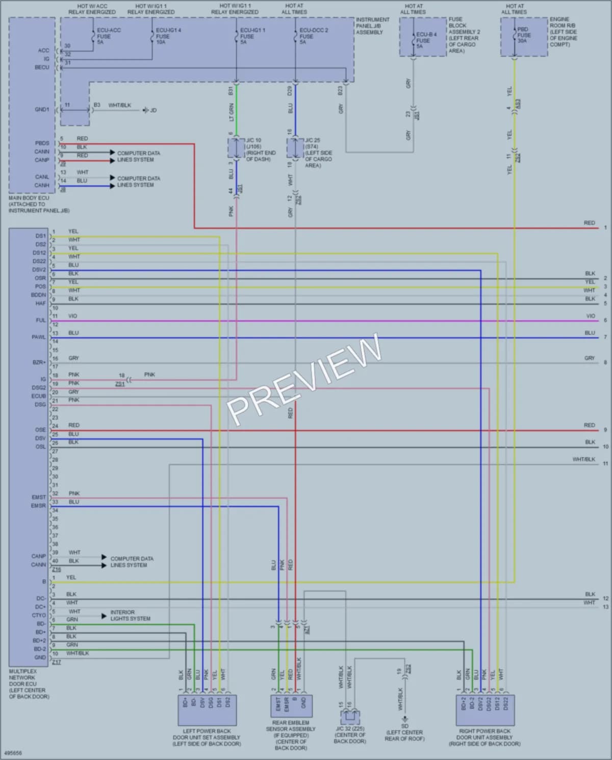 2016 Lexus RX450h Trunk Tailgate Fuel Door wiring diagram preview