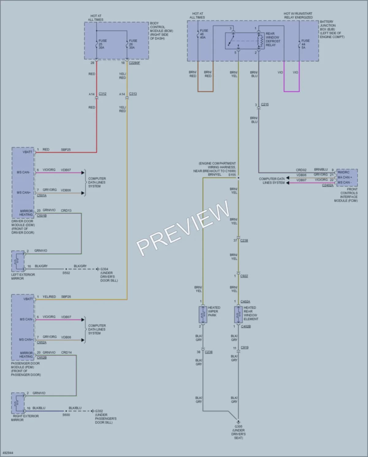 2016 Lincoln MKC Defoggers wiring diagram preview