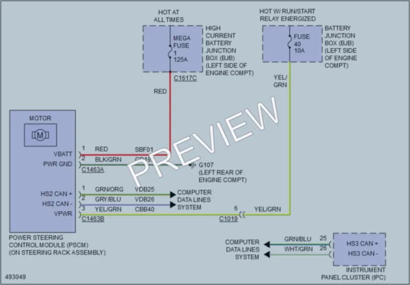 2016 Lincoln MKC Electronic Power Steering wiring diagram preview