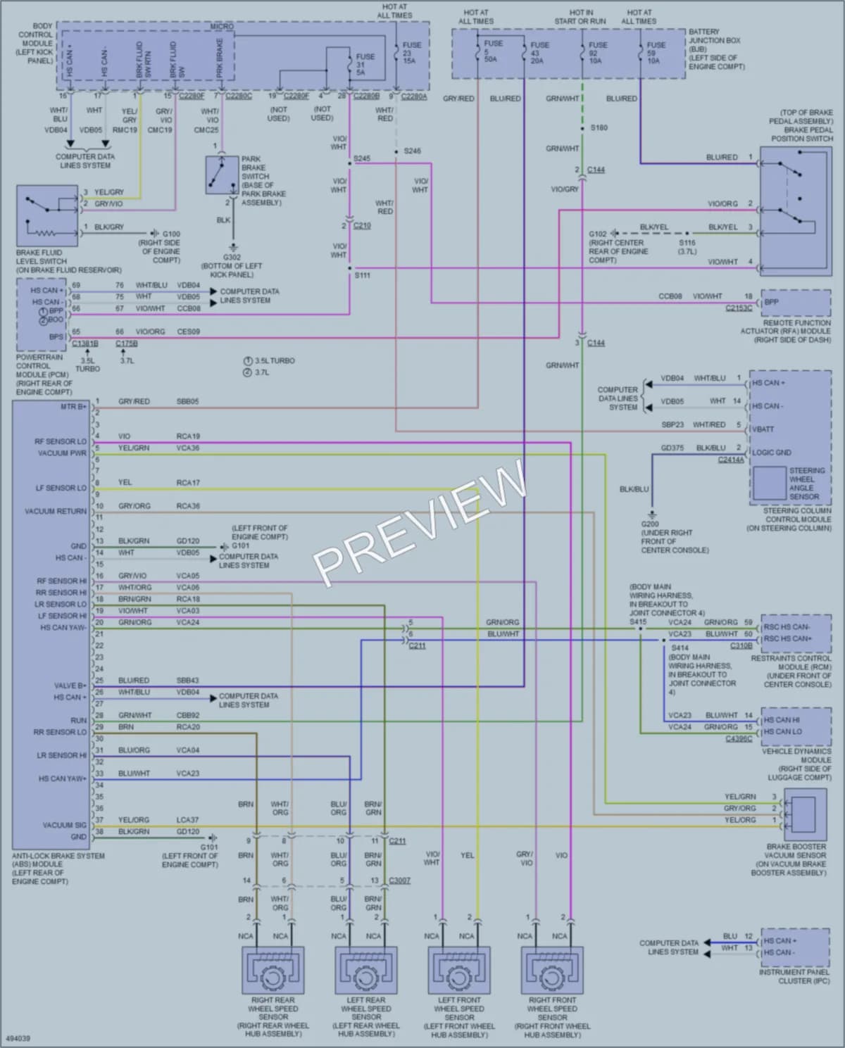 2016 Lincoln MKS Anti Lock Brakes wiring diagram preview
