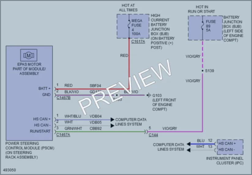 2016 Lincoln MKS Electronic Power Steering wiring diagram preview