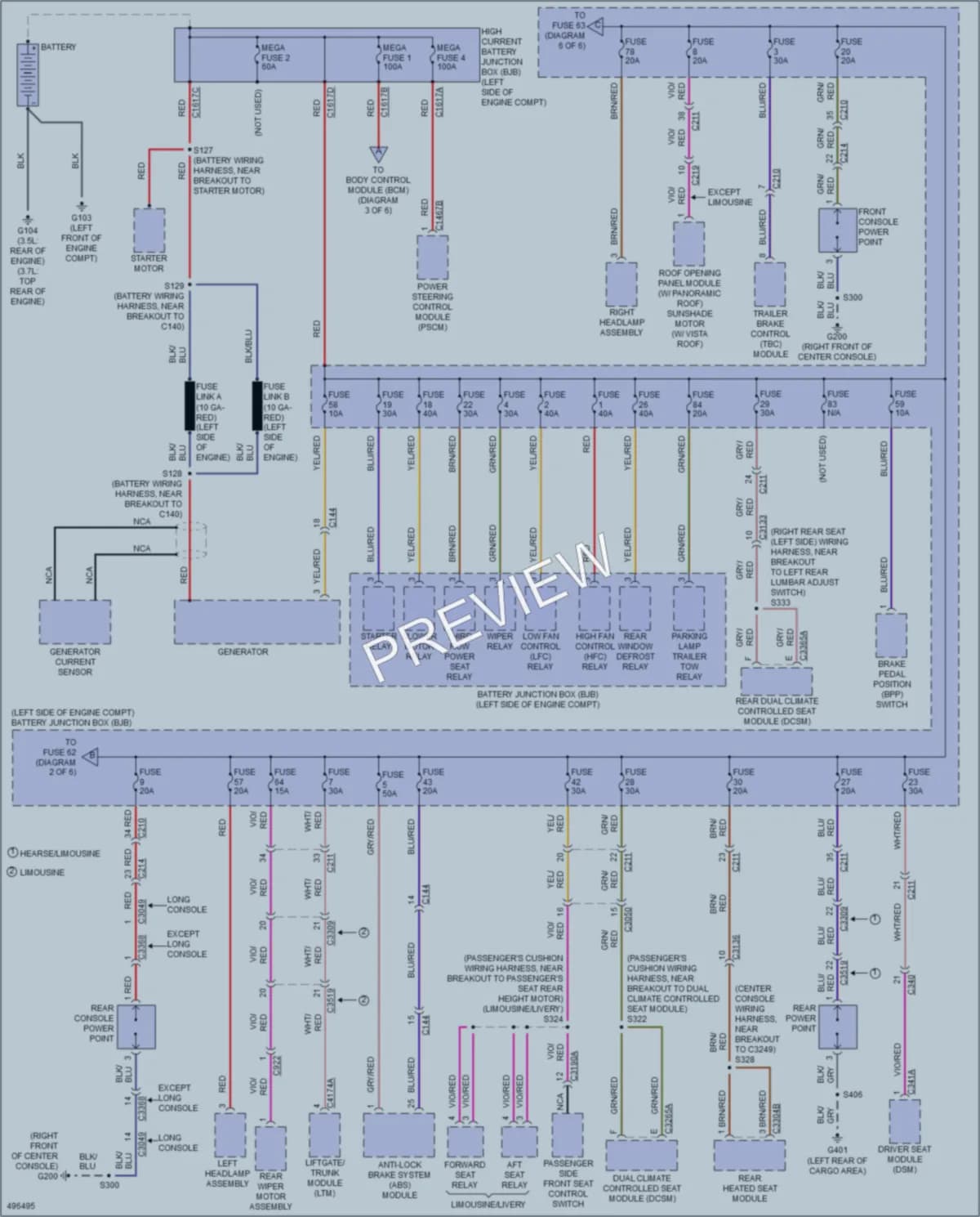 2016 Lincoln MKT Power Distribution wiring diagram preview