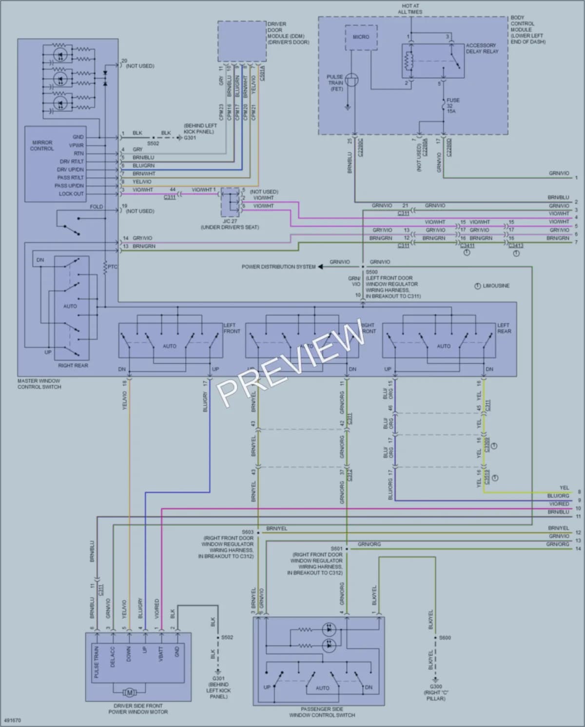 2016 Lincoln MKT Power Windows wiring diagram preview