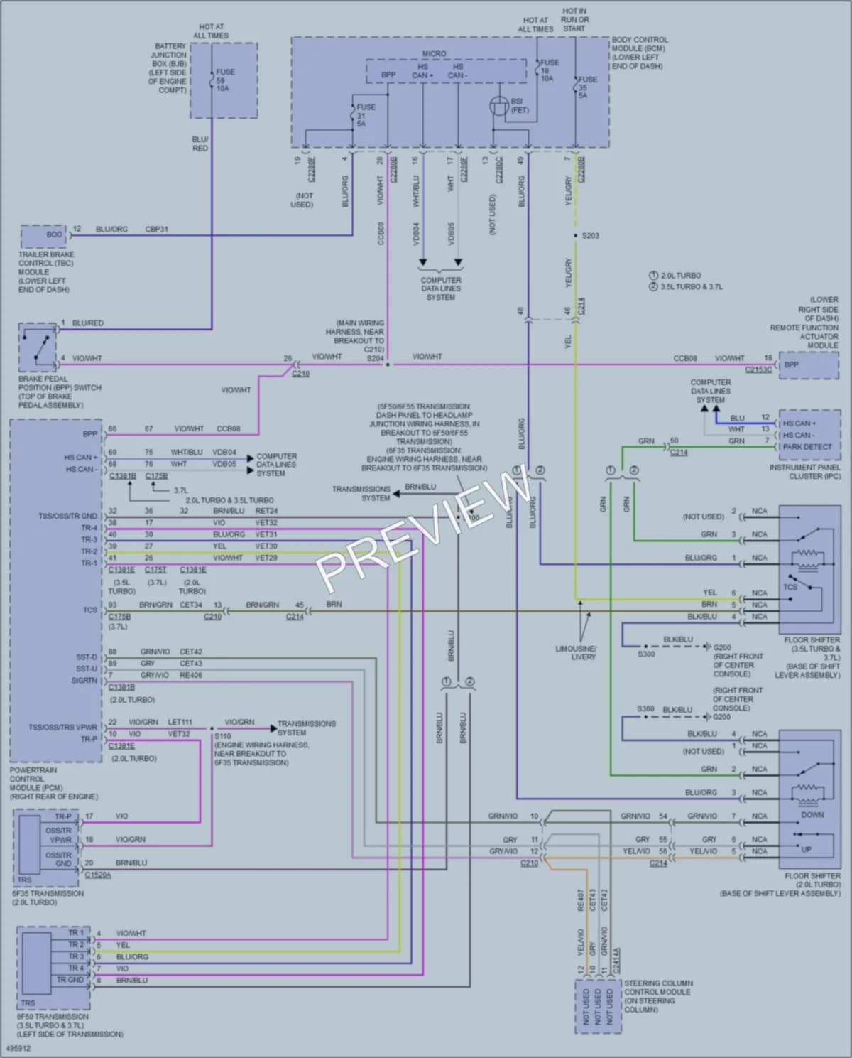 2016 Lincoln MKT Shift Interlock wiring diagram preview