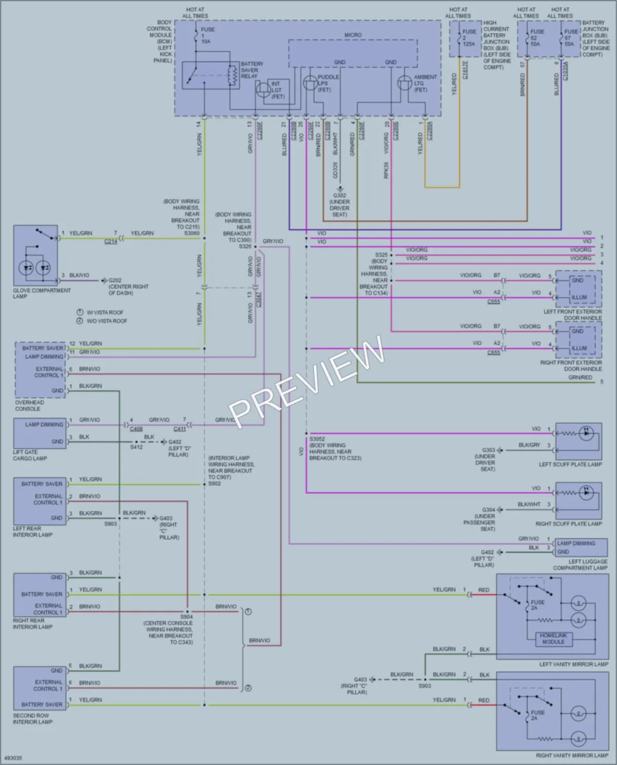 2016 Lincoln MKX Interior Lights wiring diagram preview