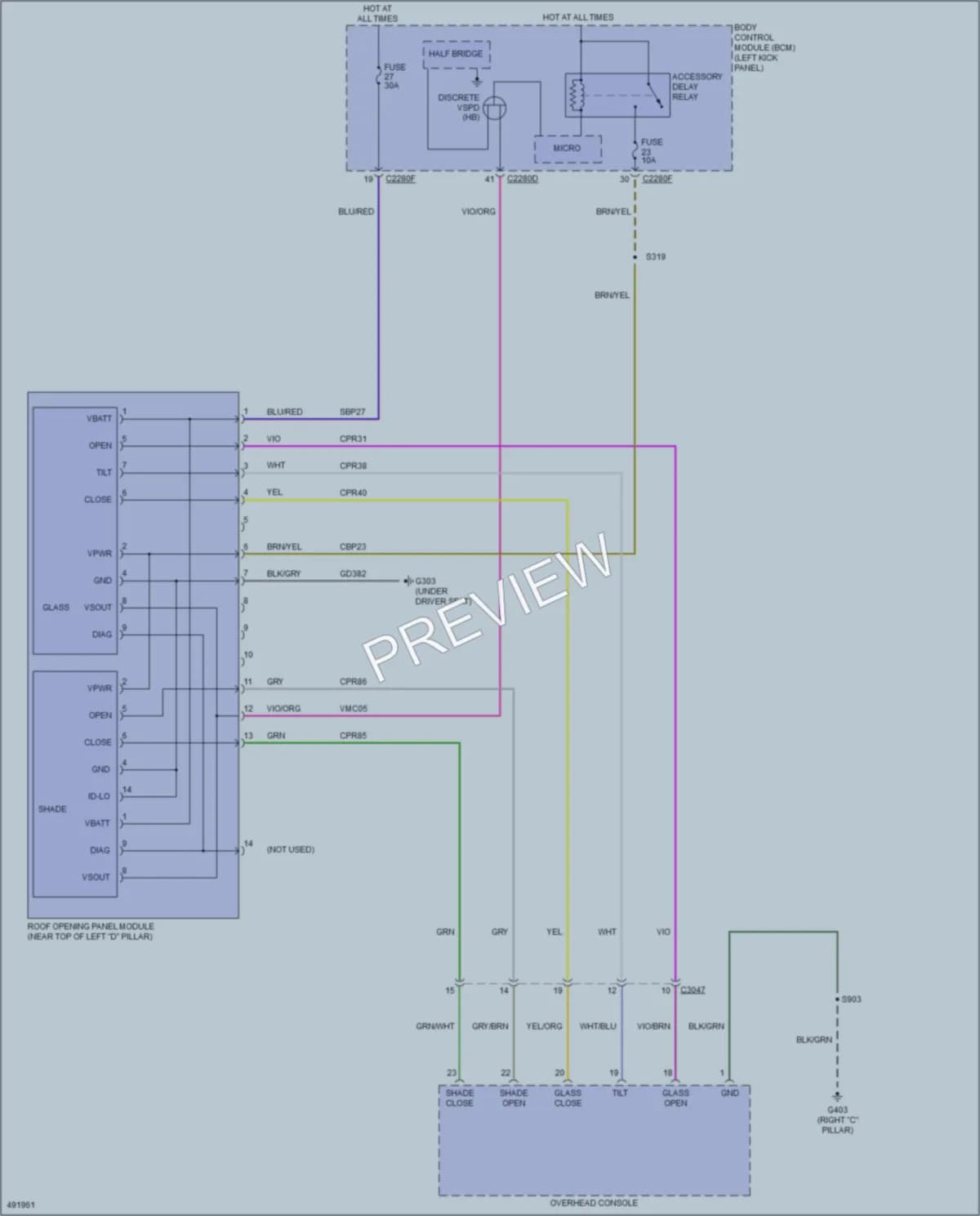 2016 Lincoln MKX Power Top Sunroof wiring diagram preview