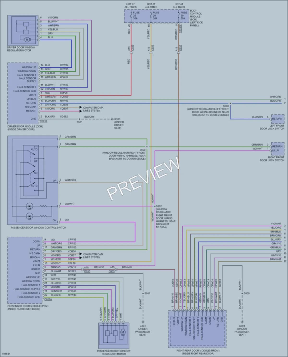 2016 Lincoln MKX Power Windows wiring diagram preview