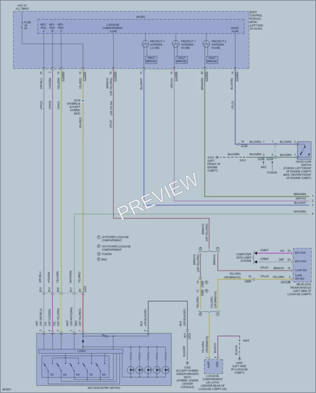 2016 Lincoln MKZ Anti Theft wiring diagram preview