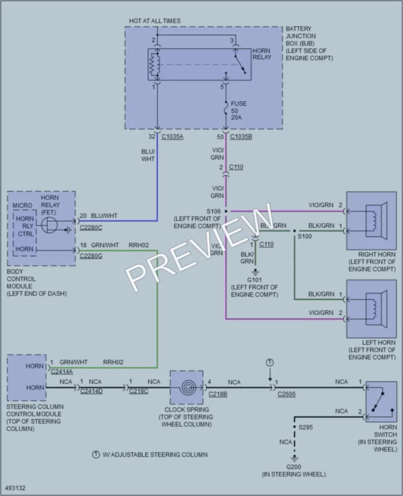 2016 Lincoln MKZ Horn wiring diagram preview