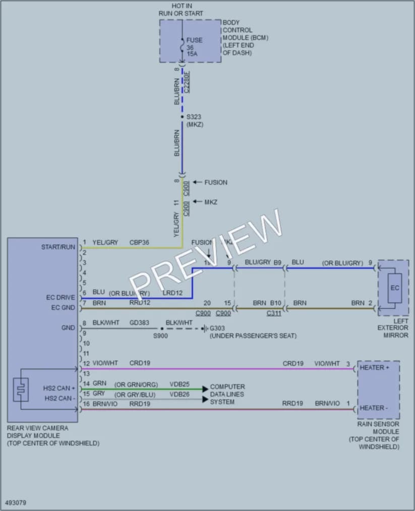 2016 Lincoln MKZ Power Mirrors wiring diagram preview