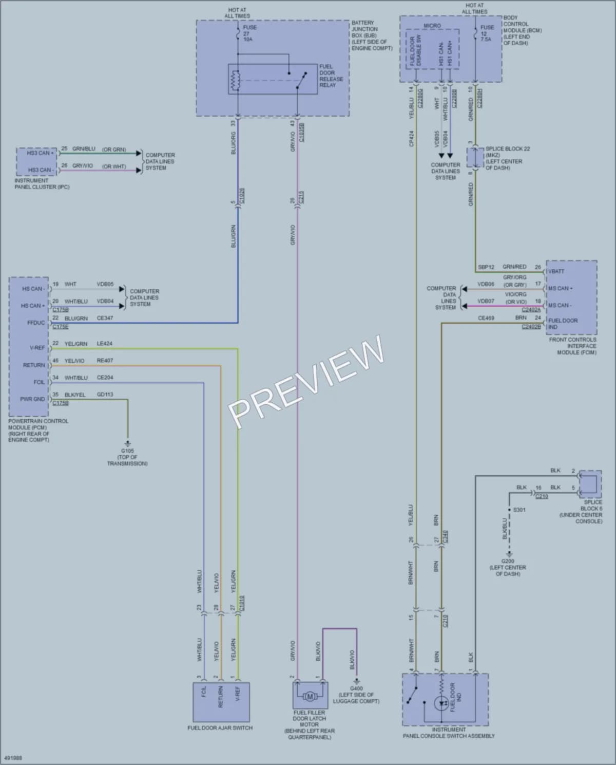 2016 Lincoln MKZ Trunk Tailgate Fuel Door wiring diagram preview