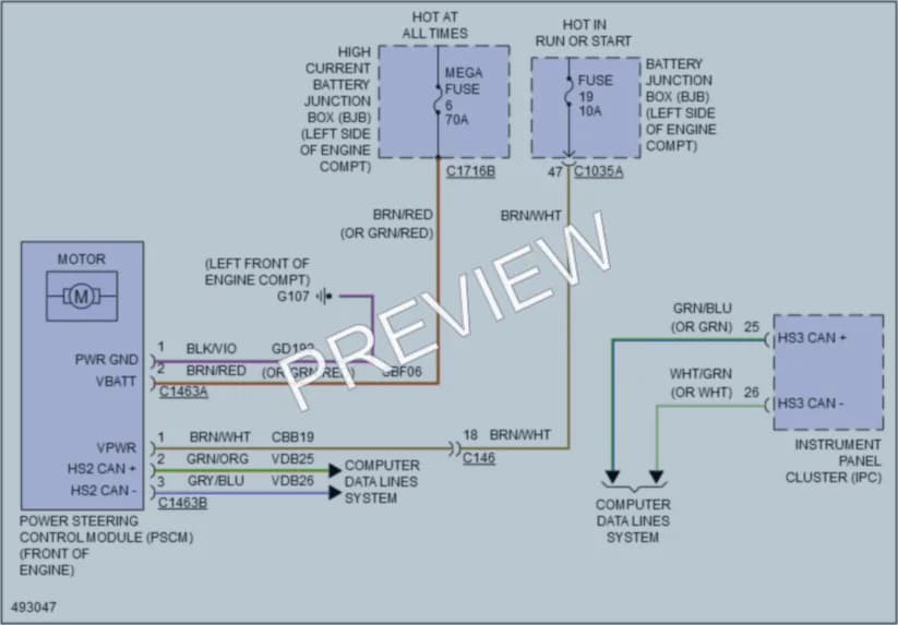 2016 Lincoln MKZHybrid Electronic Power Steering wiring diagram preview