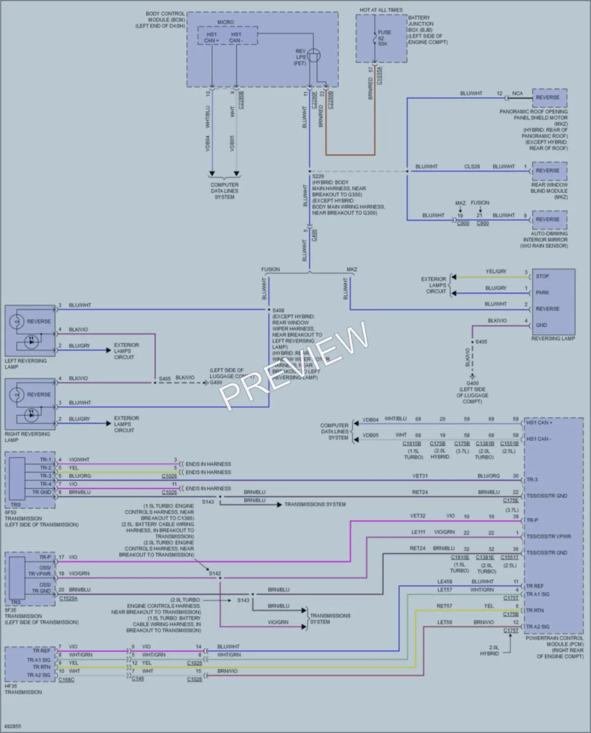 2016 Lincoln MKZHybrid Exterior Lights wiring diagram preview