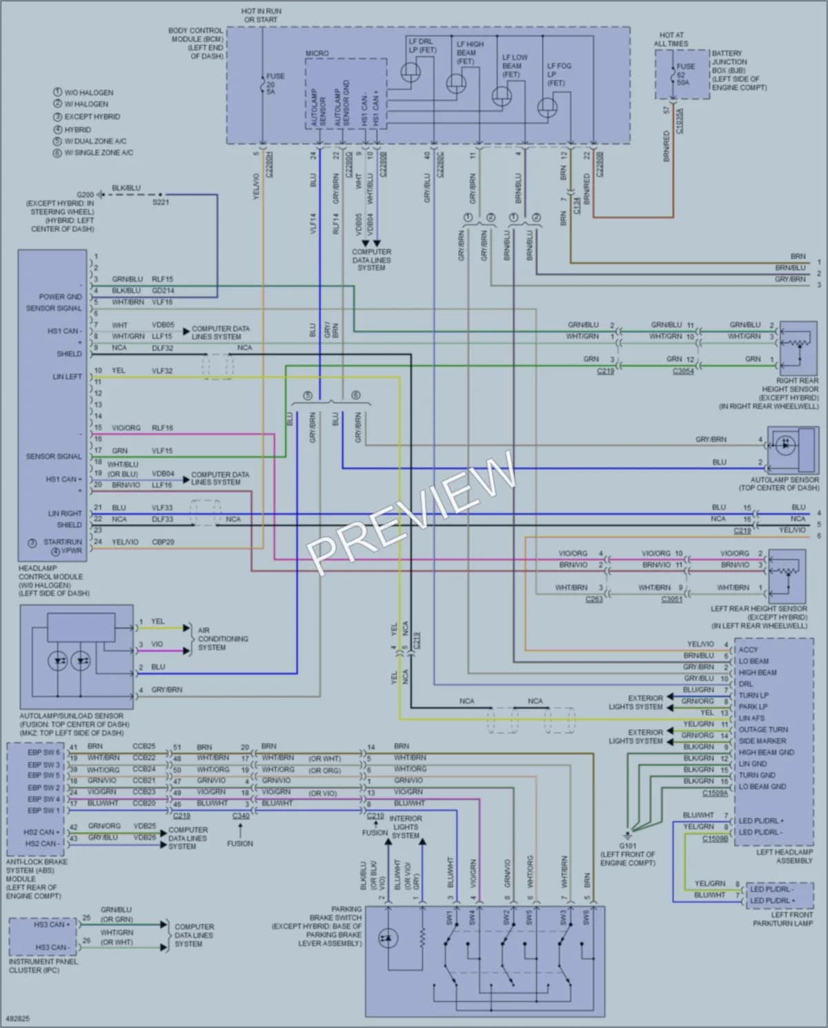 2016 Lincoln MKZHybrid Headlights wiring diagram preview