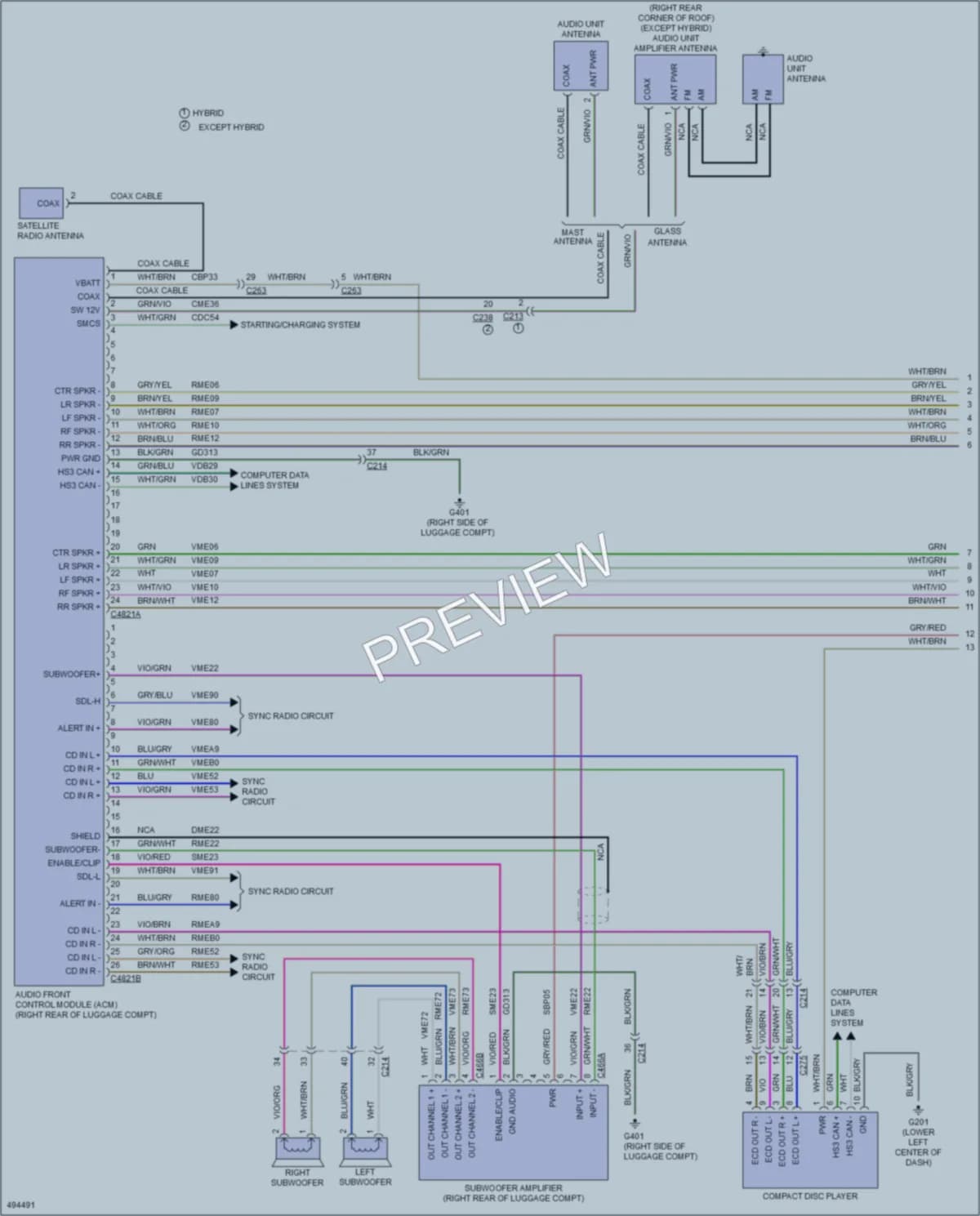 2016 Lincoln MKZHybrid Radio wiring diagram preview