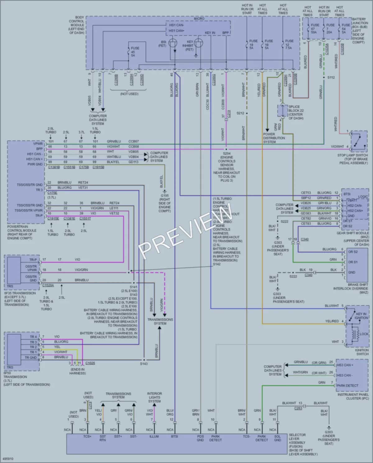 2016 Lincoln MKZHybrid Shift Interlock wiring diagram preview