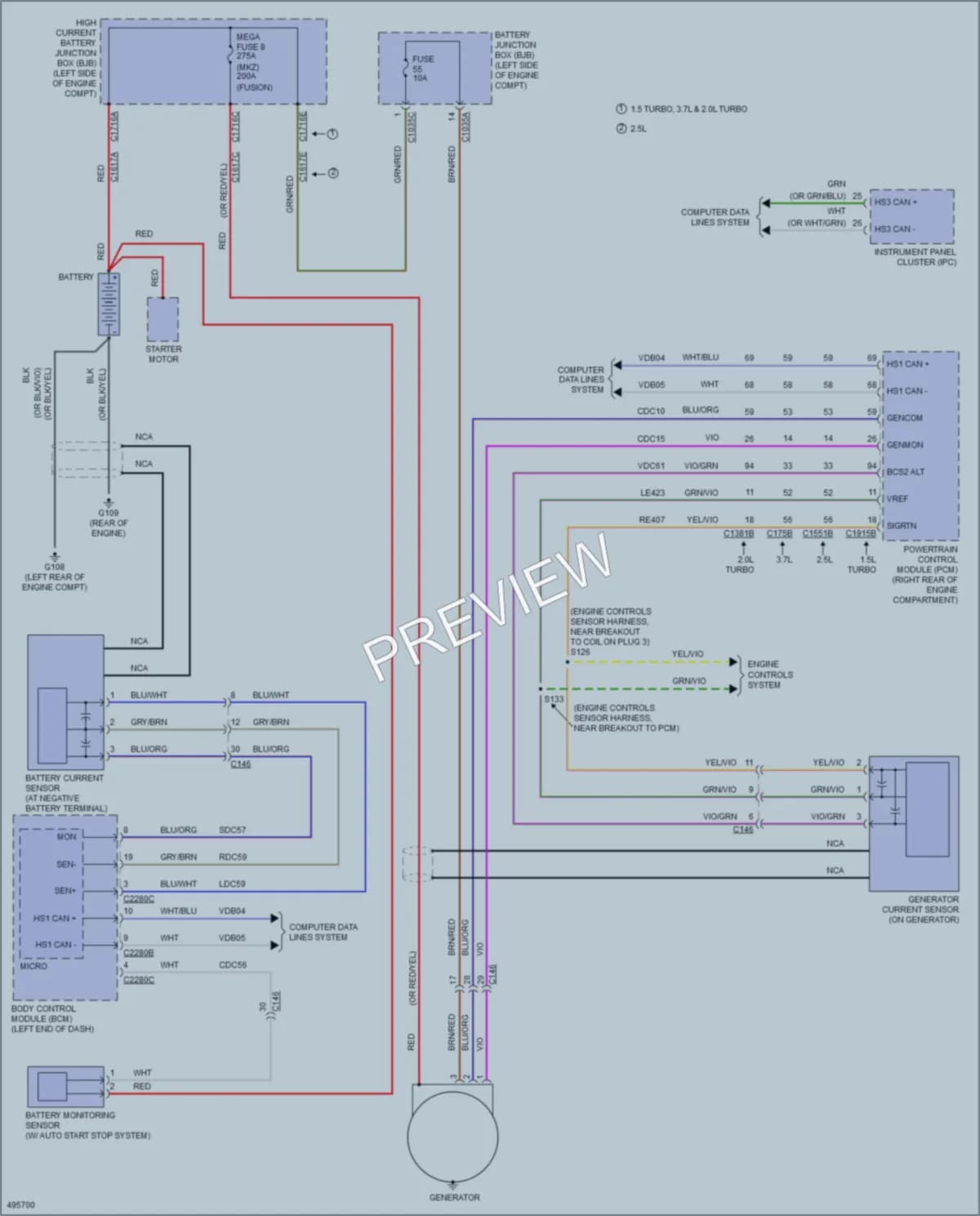 2016 Lincoln MKZHybrid Starting Charging wiring diagram preview