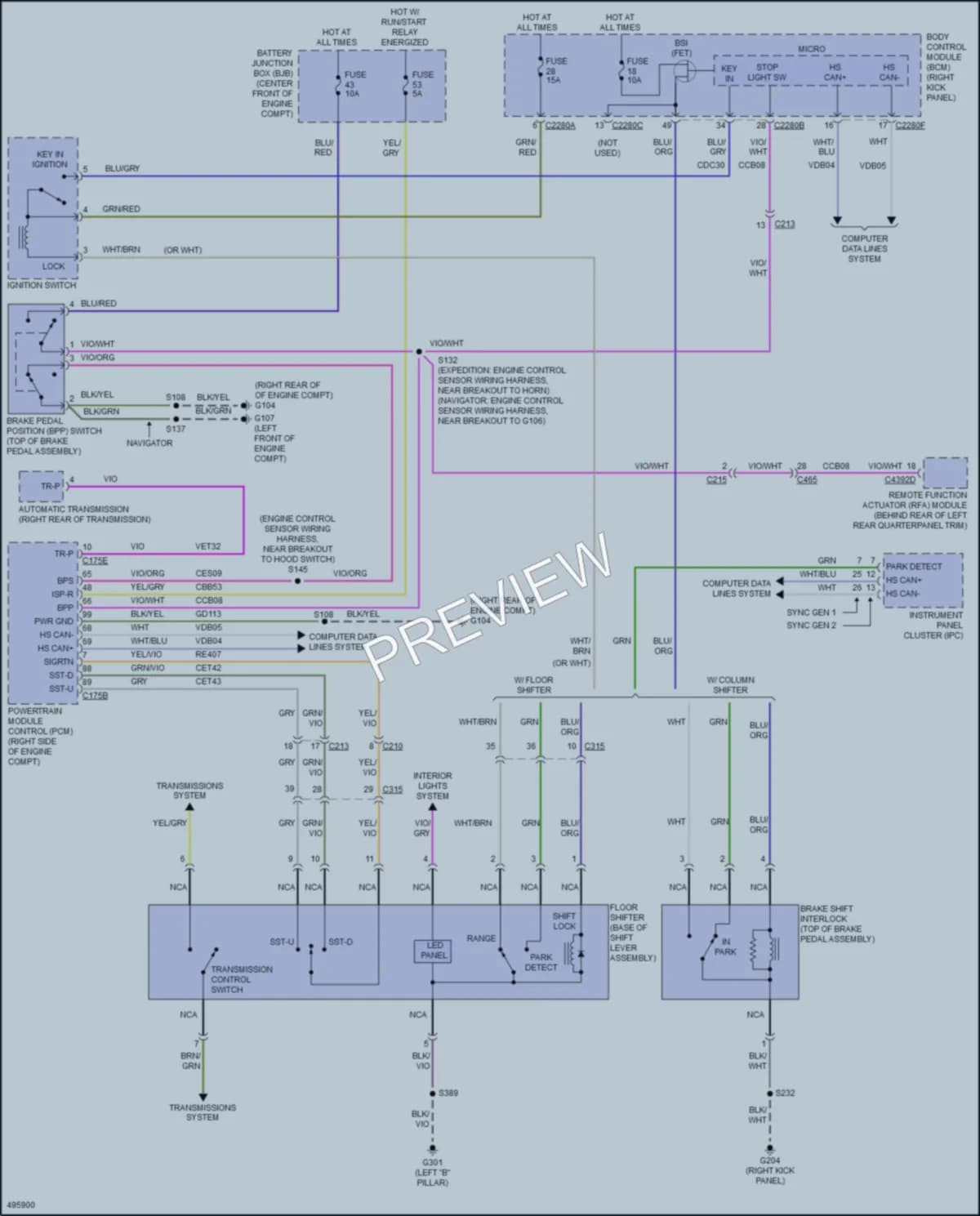 2016 Lincoln NavigatorL Shift Interlock wiring diagram preview