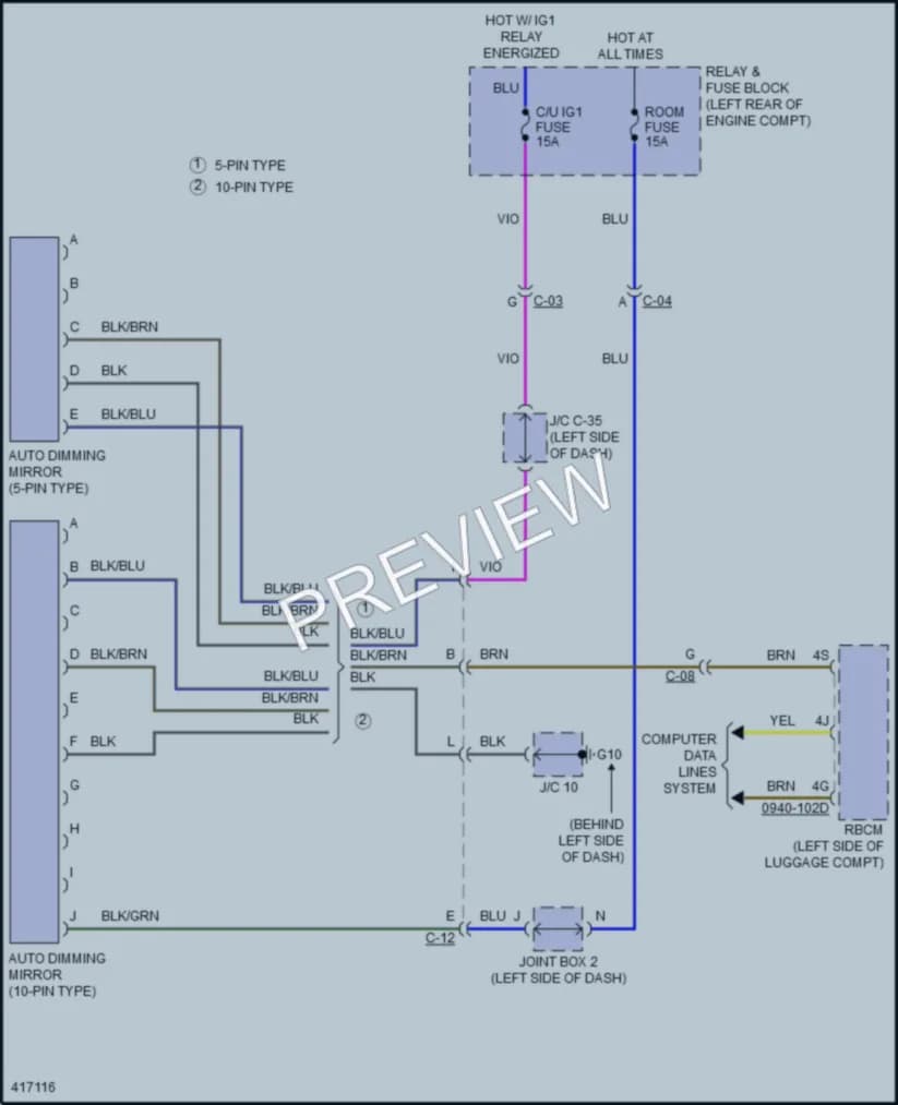 2016 Mazda 3 Power Mirrors wiring diagram preview