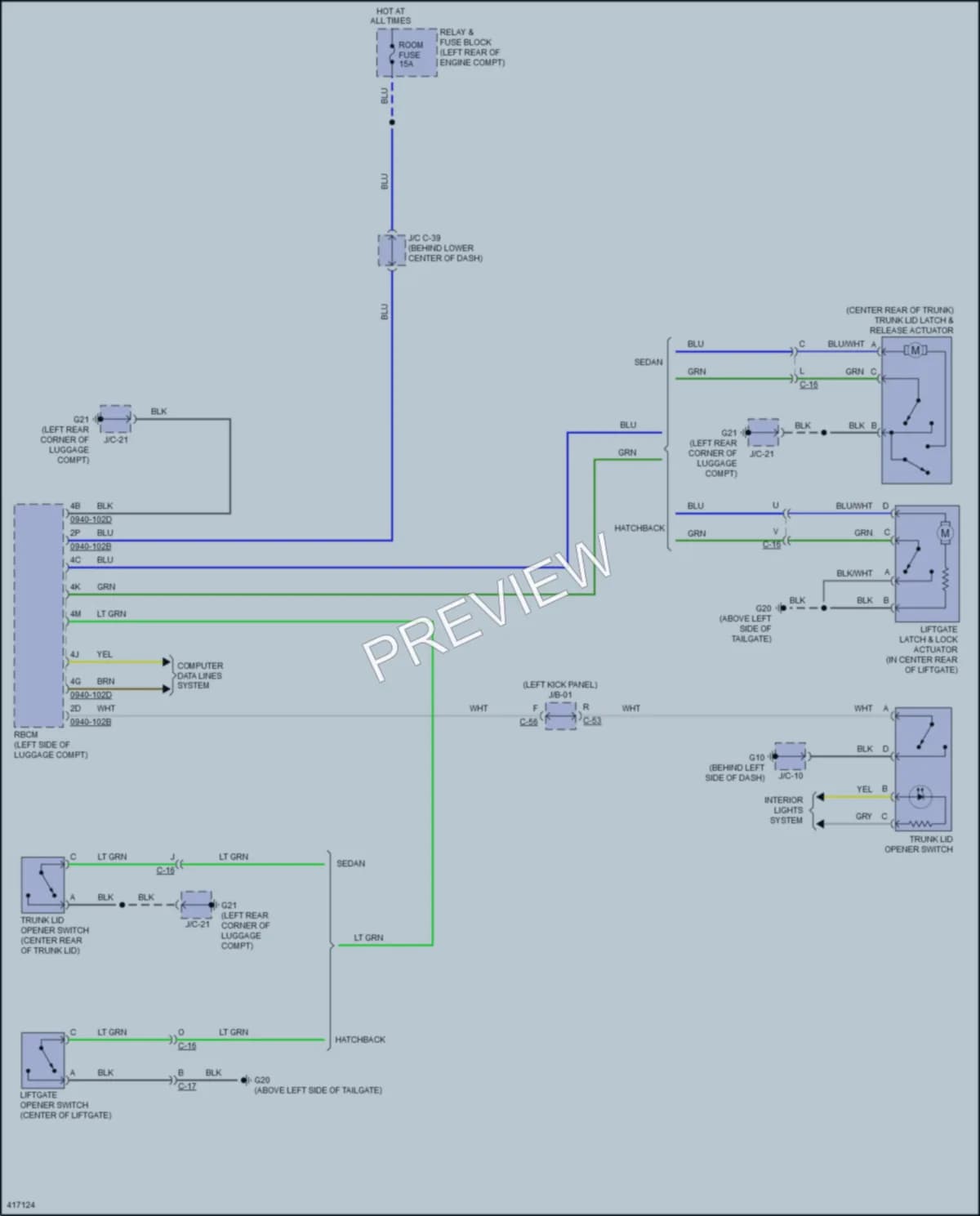 2016 Mazda 3 Trunk Tailgate Fuel Door wiring diagram preview