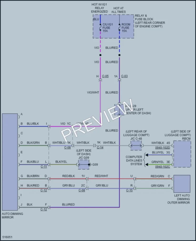 2016 Mazda 6 Power Mirrors wiring diagram preview