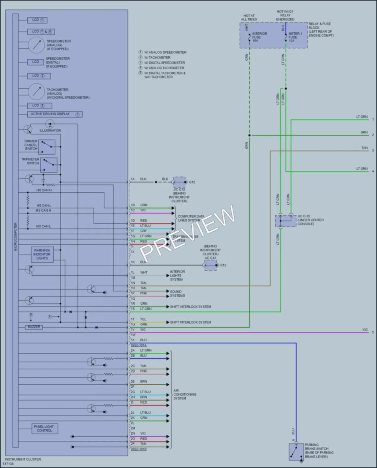 2016 Mazda CX3 Instrument Cluster wiring diagram preview