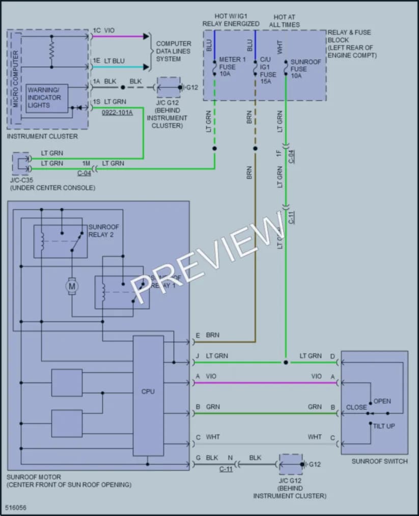 2016 Mazda CX3 Power Top Sunroof wiring diagram preview