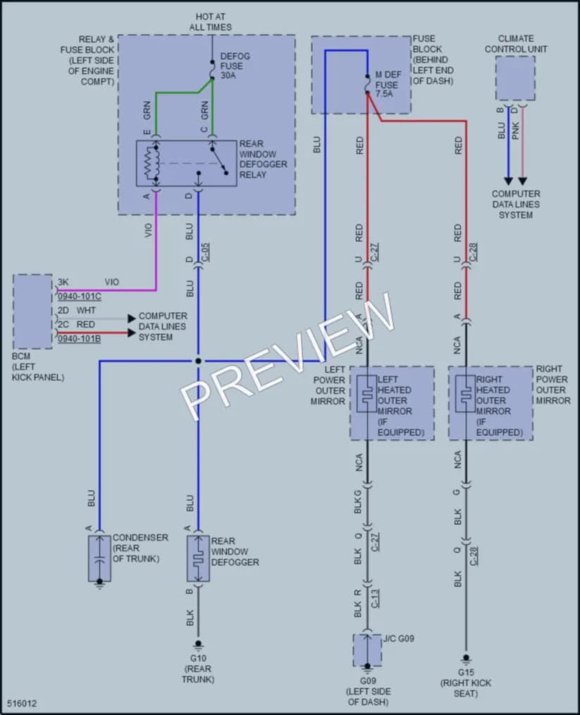 2016 Mazda MX5Miata Defoggers wiring diagram preview