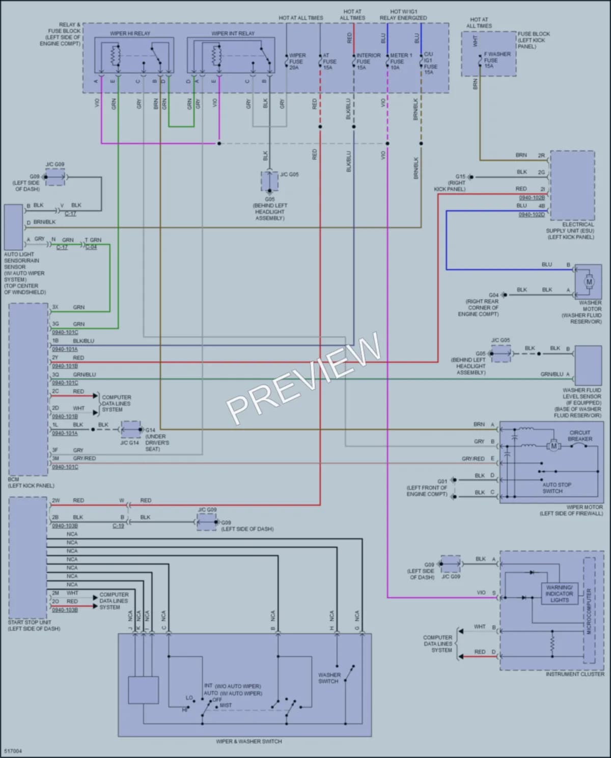 2016 Mazda MX5Miata Wiper Washer wiring diagram preview