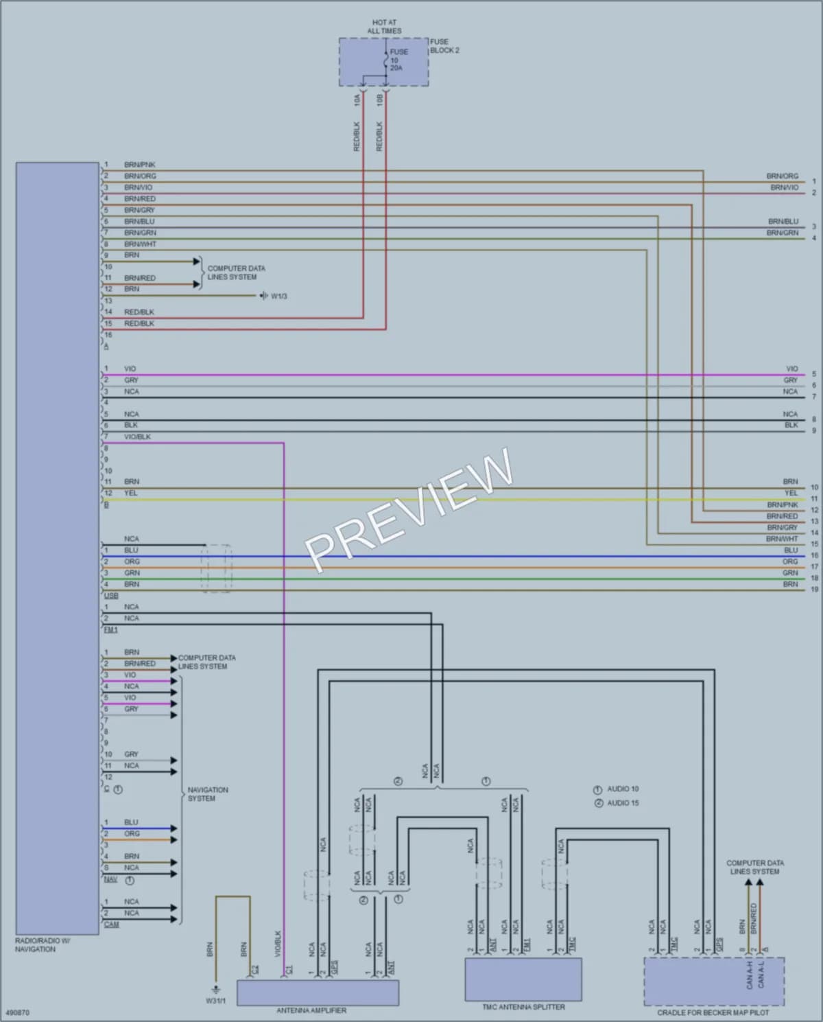 2016 MercedesBenz 2500Sprinter Radio wiring diagram preview