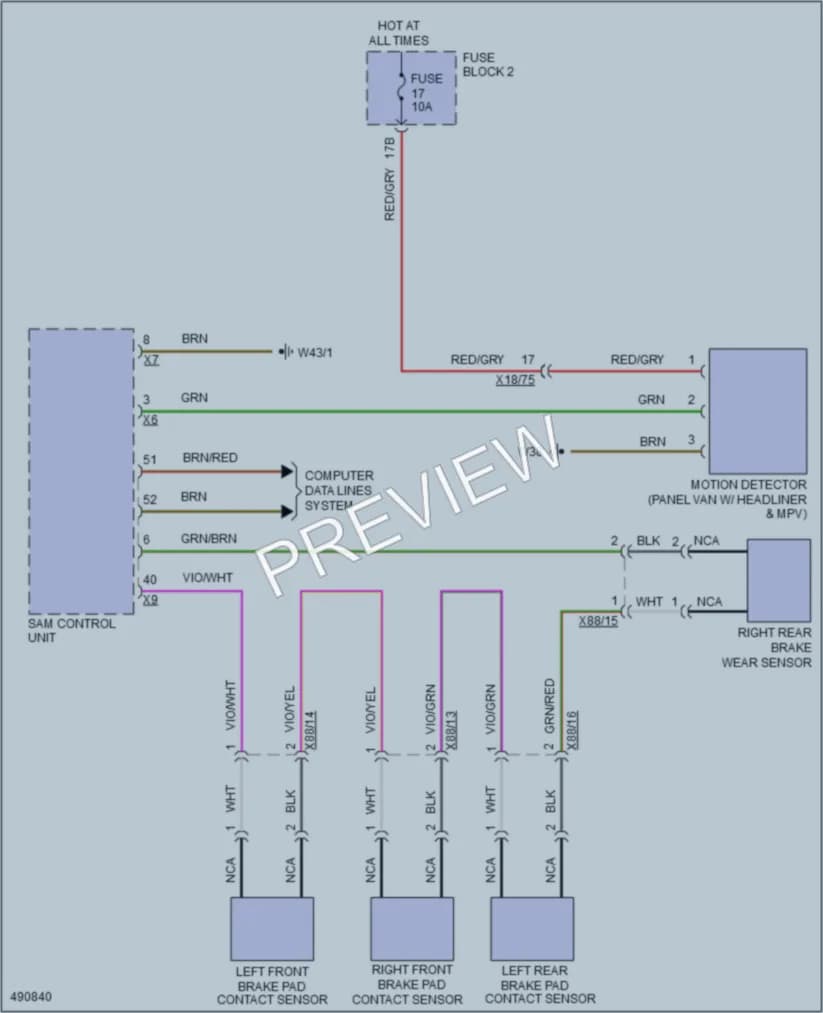 2016 MercedesBenz 2500Sprinter Warning Systems wiring diagram preview
