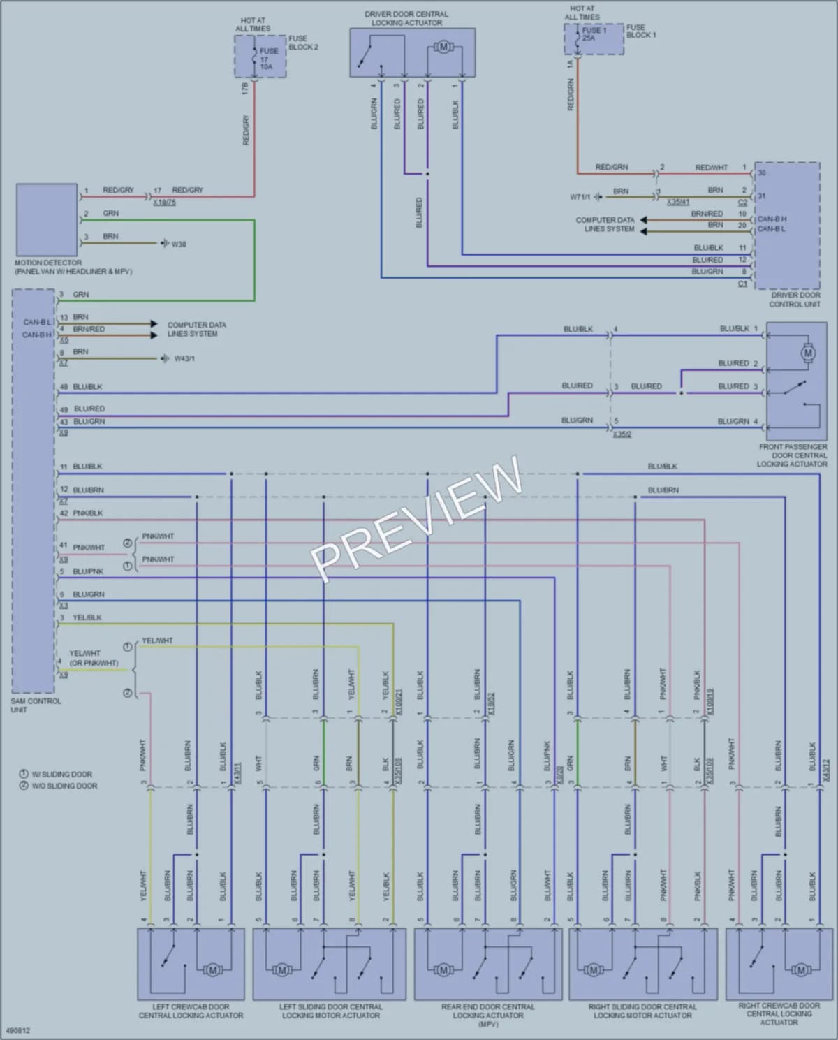 2016 MercedesBenz 3500Sprinter Power Door Locks wiring diagram preview
