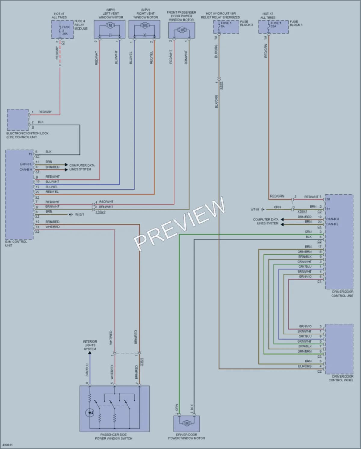 2016 MercedesBenz 3500Sprinter Power Windows wiring diagram preview