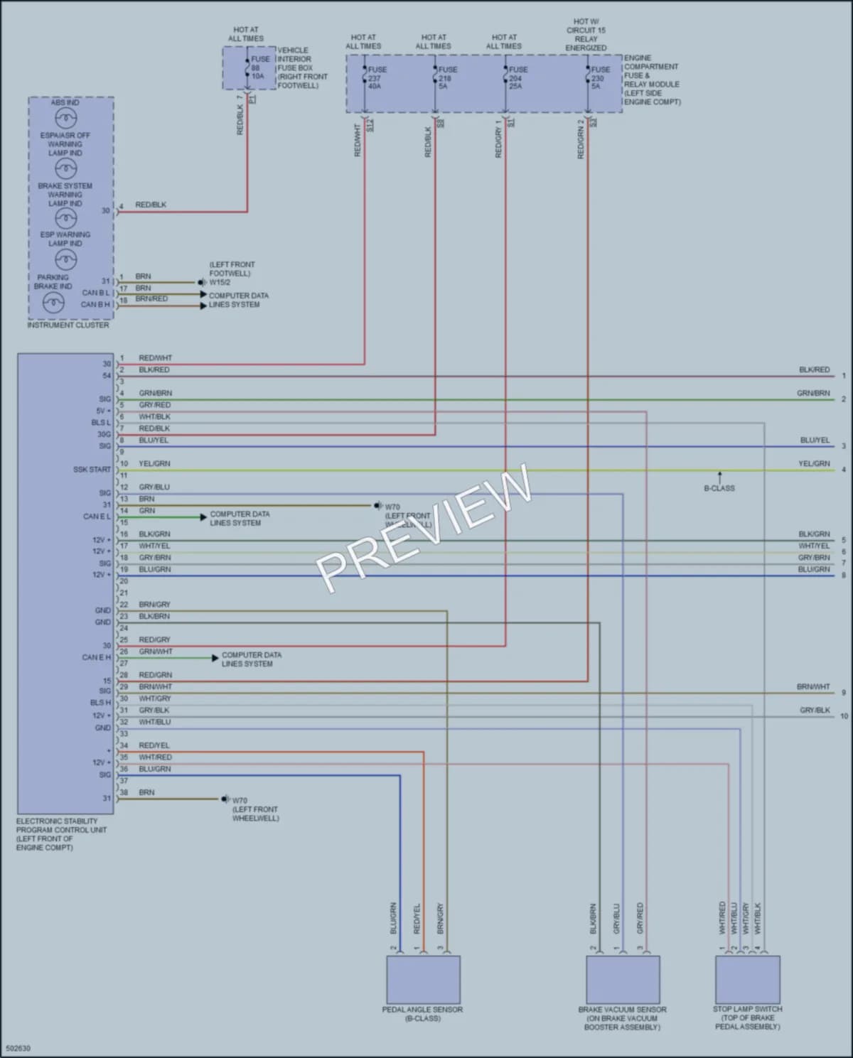 2016 MercedesBenz B250e Anti Lock Brakes wiring diagram preview