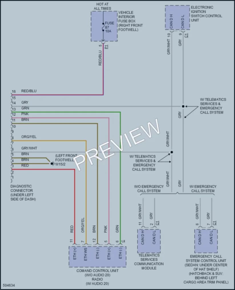 2016 MercedesBenz B250e Computer Data Lines wiring diagram preview