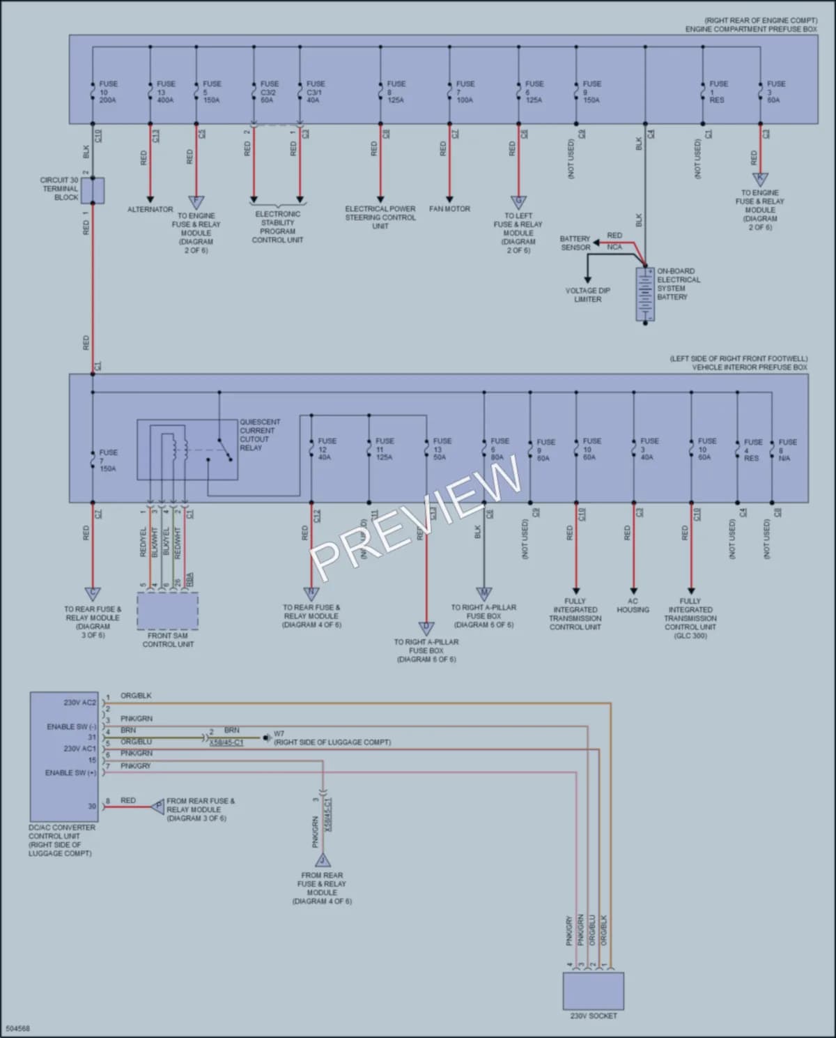 2016 MercedesBenz C300 Power Distribution wiring diagram preview