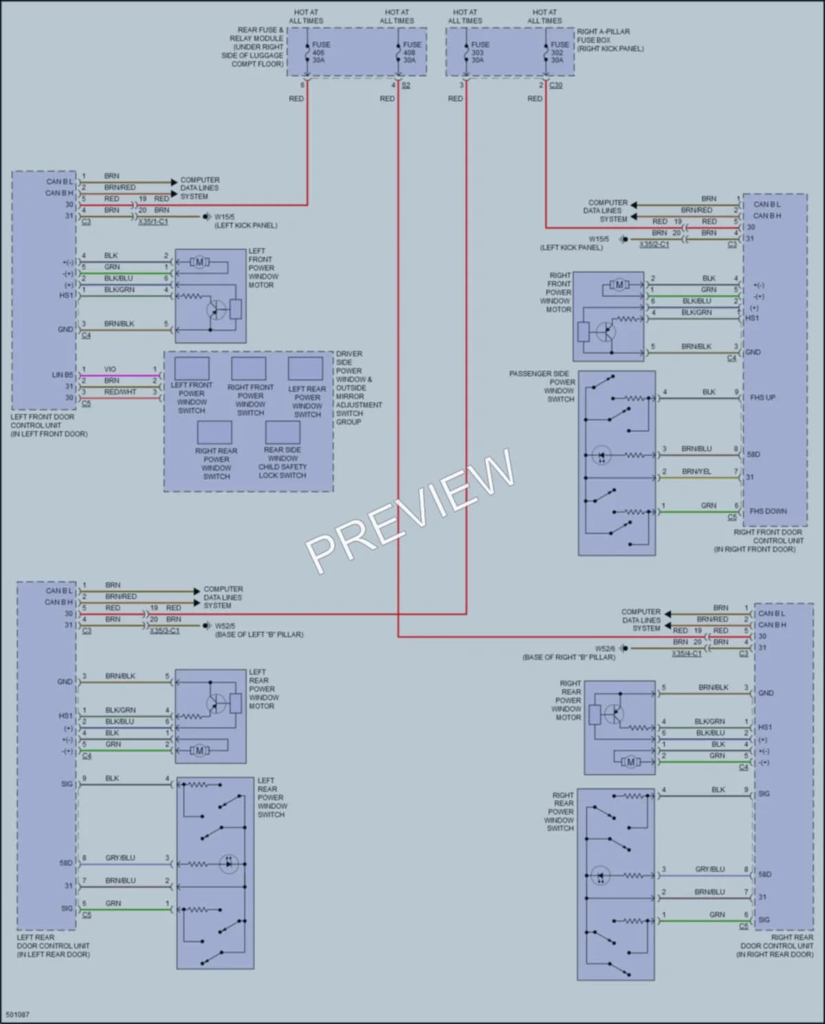 2016 MercedesBenz C300 Power Windows wiring diagram preview